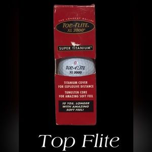 NIB Top Flite 2000 Super Titanium Golf Balls,‎ Sleeve of 3 Balls